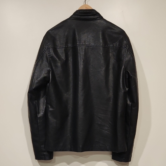 American Breed Men's Black Pleather Moto Racer Jacket Size M - Picture 4 of 6